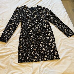 Club Monaco Black Dress with Cream Floral Design